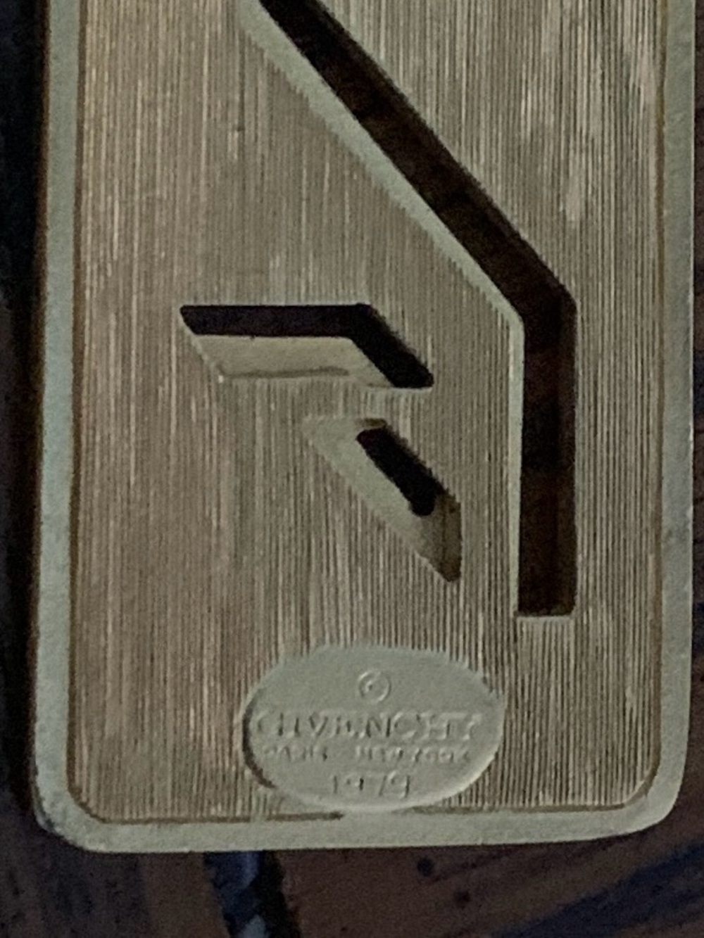 Givenchy Gold Rectangular Logo Pendant Necklace with Black Detail vintage 1979 - Picture 3 of 5